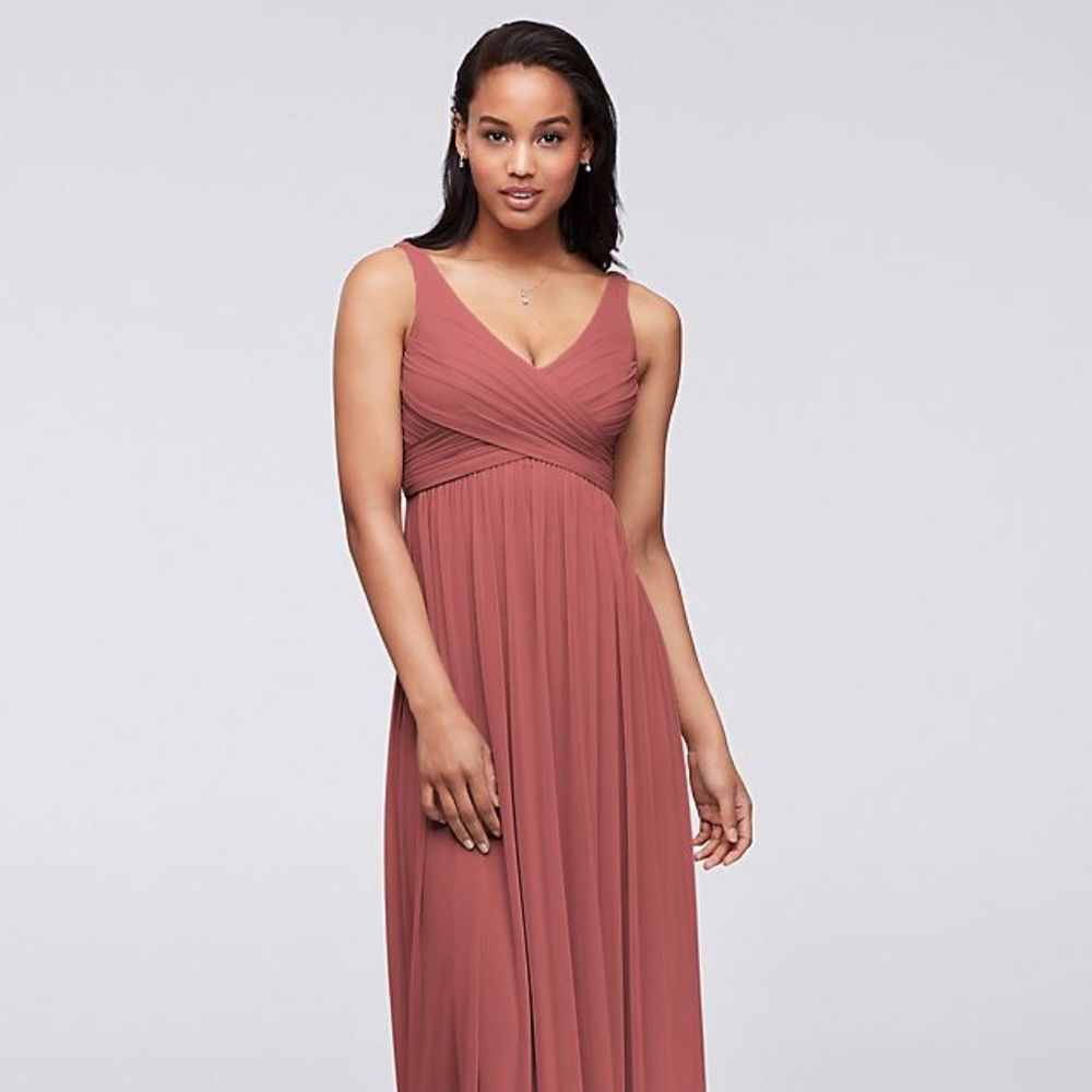 DAVID'S BRIDAL Grecian Mesh Bridesmaid Dress with Cowl Back Detail - Sedona - 14